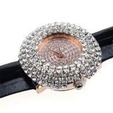 Women Luxury Starry Leather Inlay Diamond Quartz watches